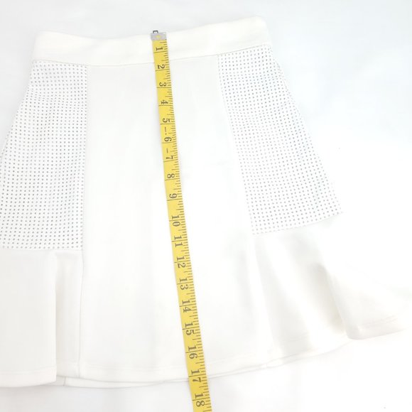 GB Womens White Mesh Comfort Back Zip Ruffled Hem Short A Line Skirts Size XS - Picture 9 of 13